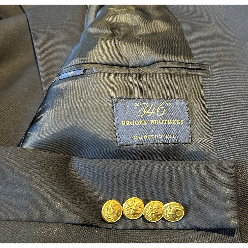 Brooks Brothers Blazer Mens‎ 41R Navy Madison Wool Gold Button Sport Coat